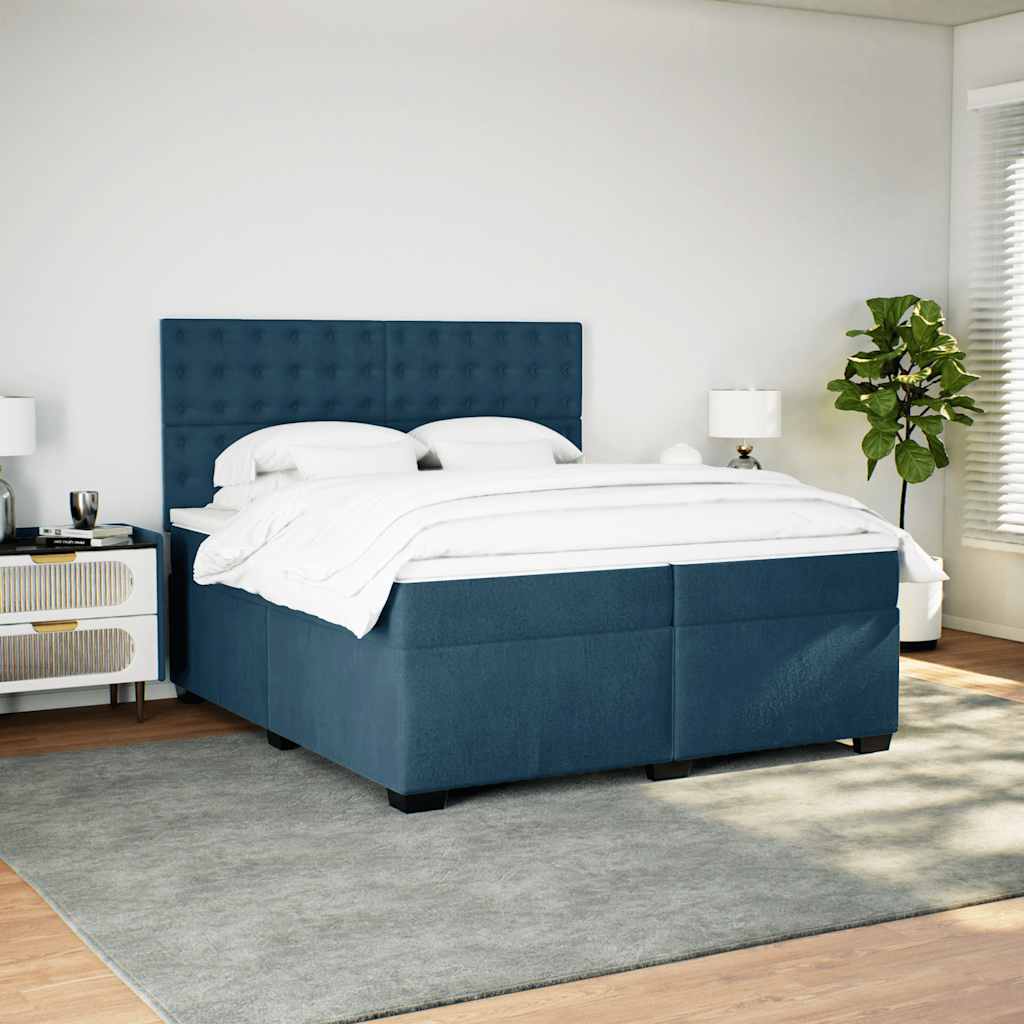 Giroletto a Molle con Materasso Blu 200x200 cm in Velluto | homemem39