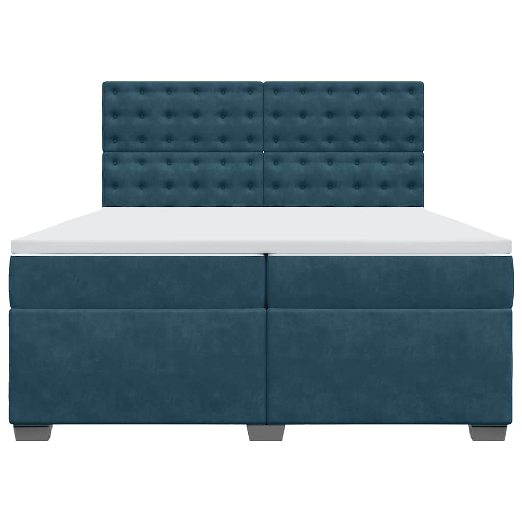 Giroletto a Molle con Materasso Blu 200x200 cm in Velluto | homemem39