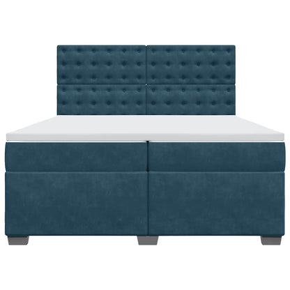 Giroletto a Molle con Materasso Blu 200x200 cm in Velluto | homemem39