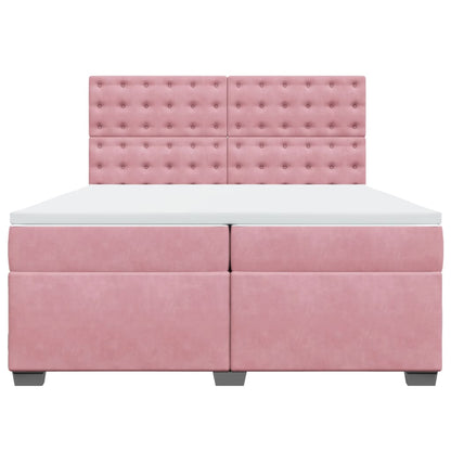 Giroletto a Molle con Materasso Rosa 200x200 cm in Velluto