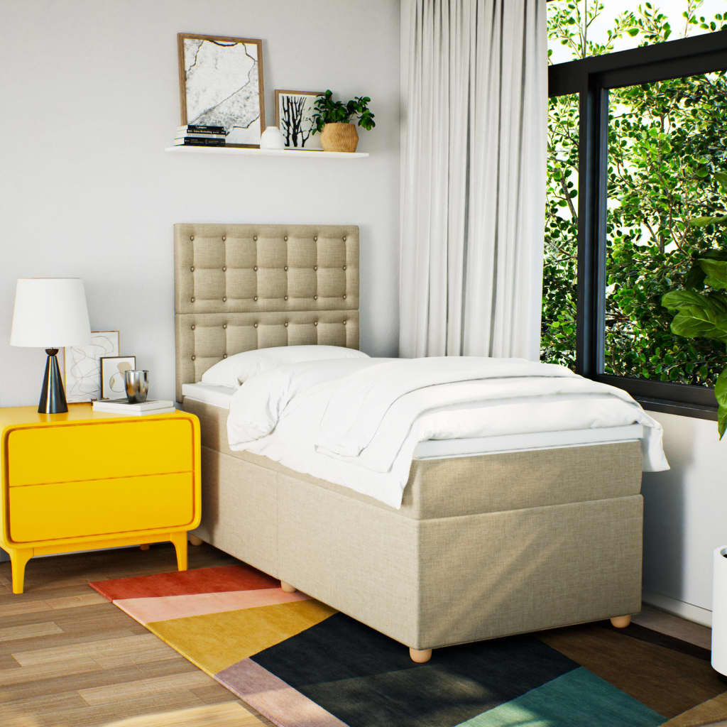 Giroletto a Molle con Materasso Crema 80x200 cm inTessuto - homemem39