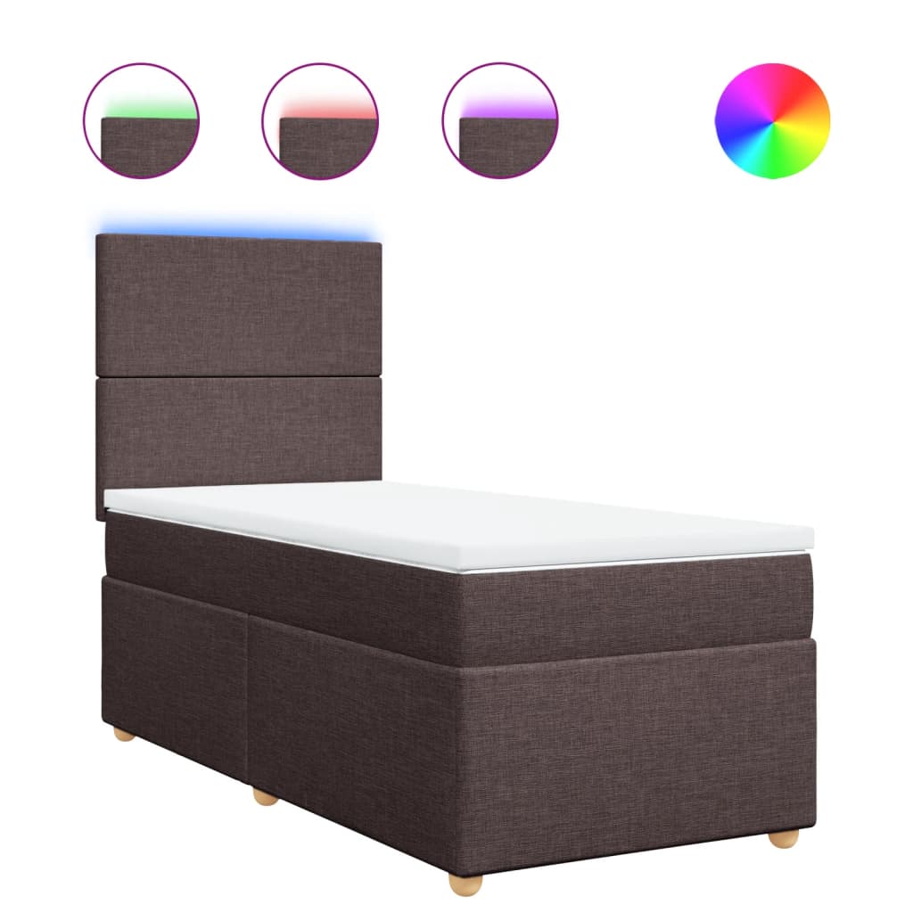 Giroletto a Molle con Materasso Marrone Scuro 90x190cm Tessuto | homemem39