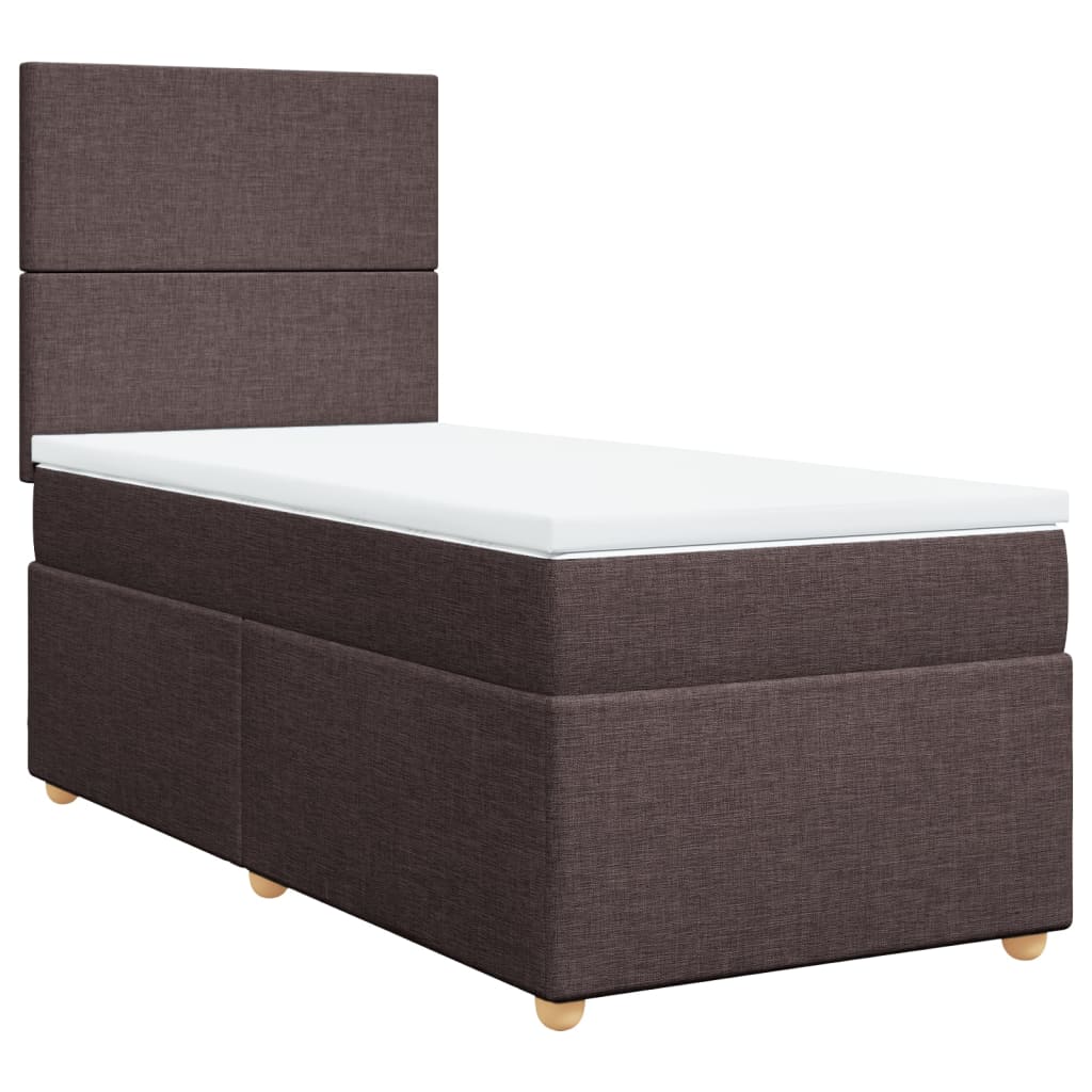 Giroletto a Molle con Materasso Marrone Scuro 90x190cm Tessuto | homemem39