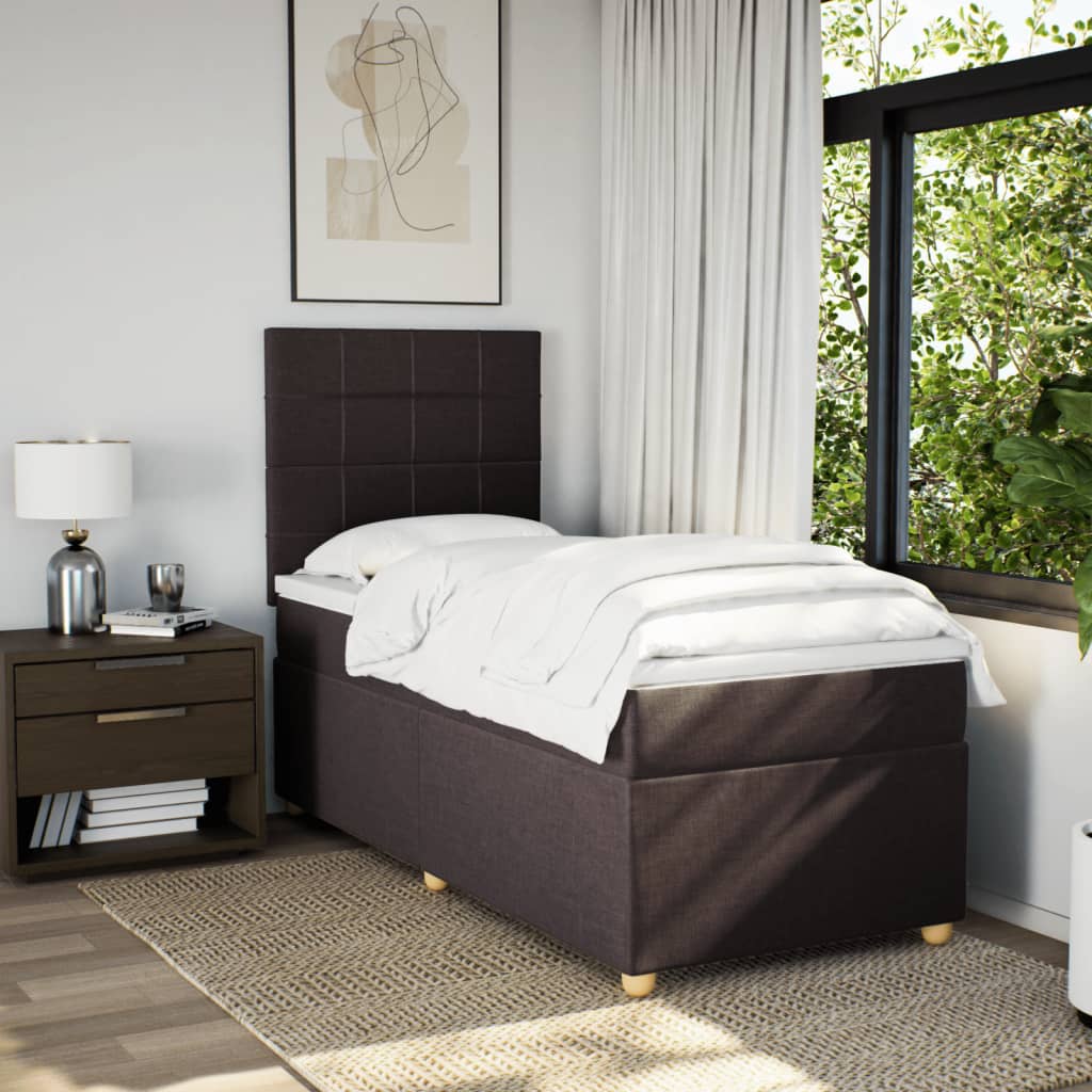 Giroletto a Molle con Materasso Marrone Scuro 90x190cm Tessuto | homemem39