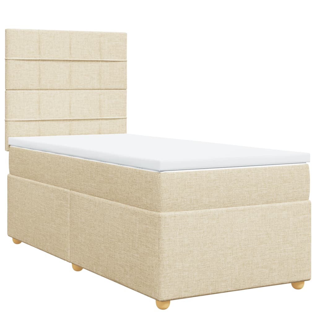 Giroletto a Molle con Materasso Crema 90x190 cm in Tessuto | homemem39