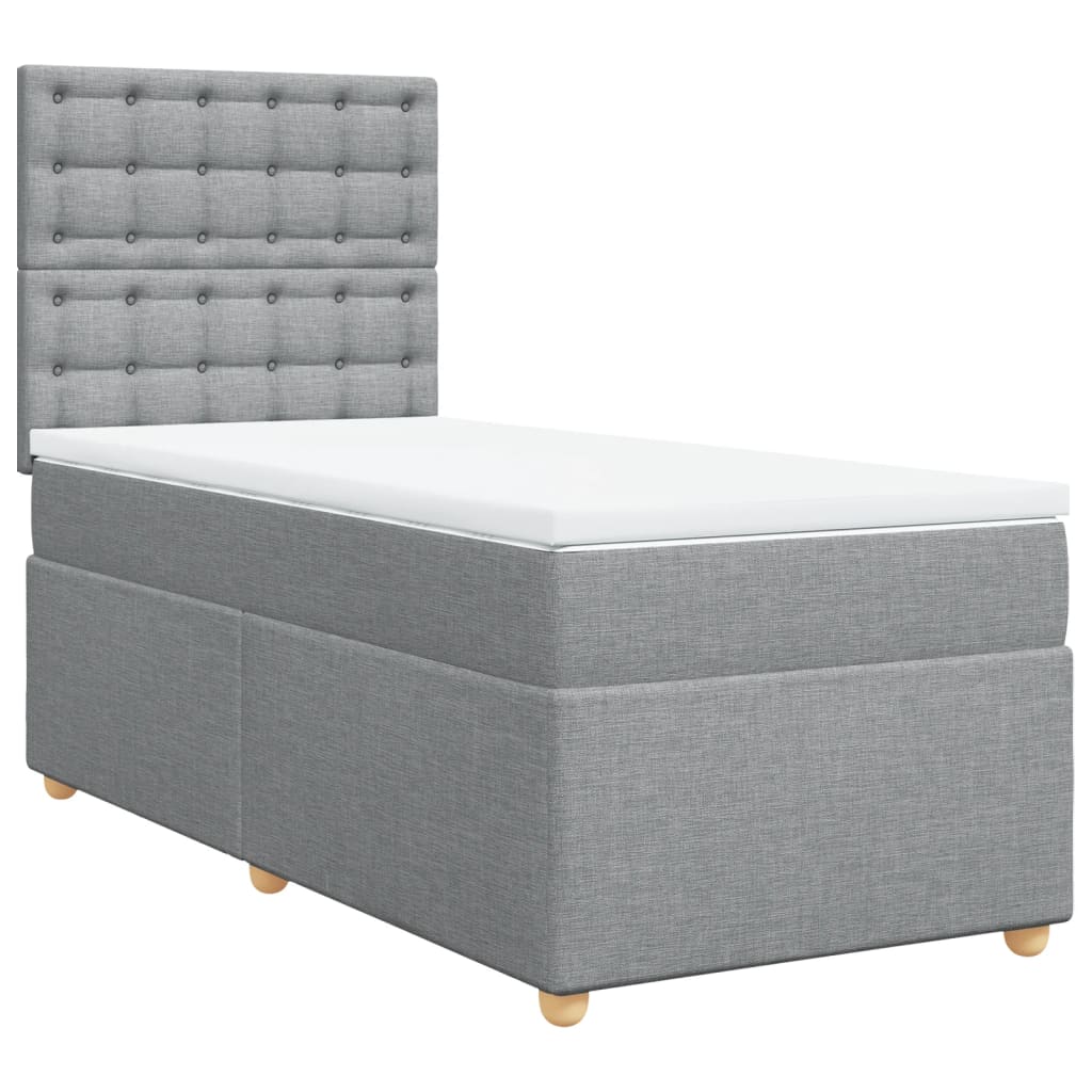 Giroletto a Molle con Materasso Grigio Chiaro 90x190 cm Tessuto