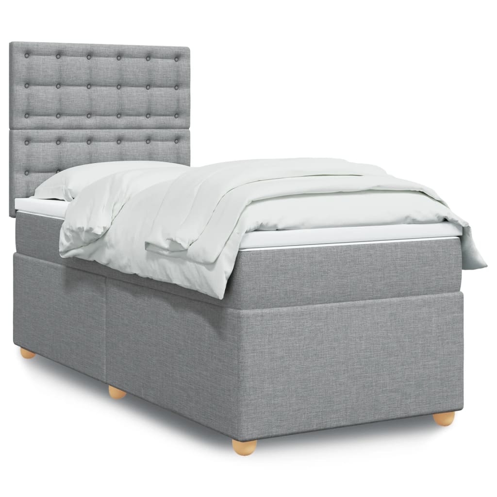 Giroletto a Molle con Materasso Grigio Chiaro 90x190 cm Tessuto