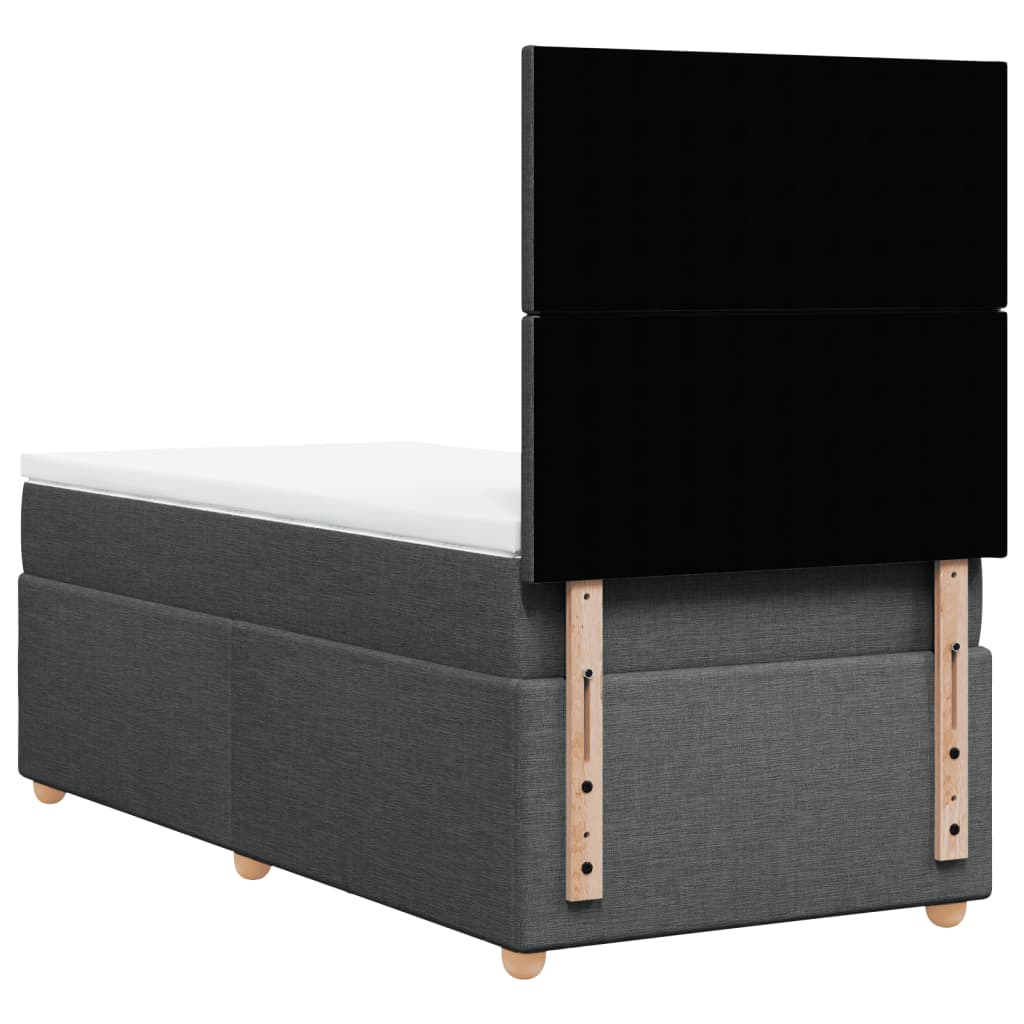 Giroletto a Molle con Materasso Grigio Scuro 90x200 cm Tessuto
