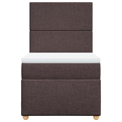 Giroletto a Molle con Materasso Marrone Scuro 90x200 cm Tessuto