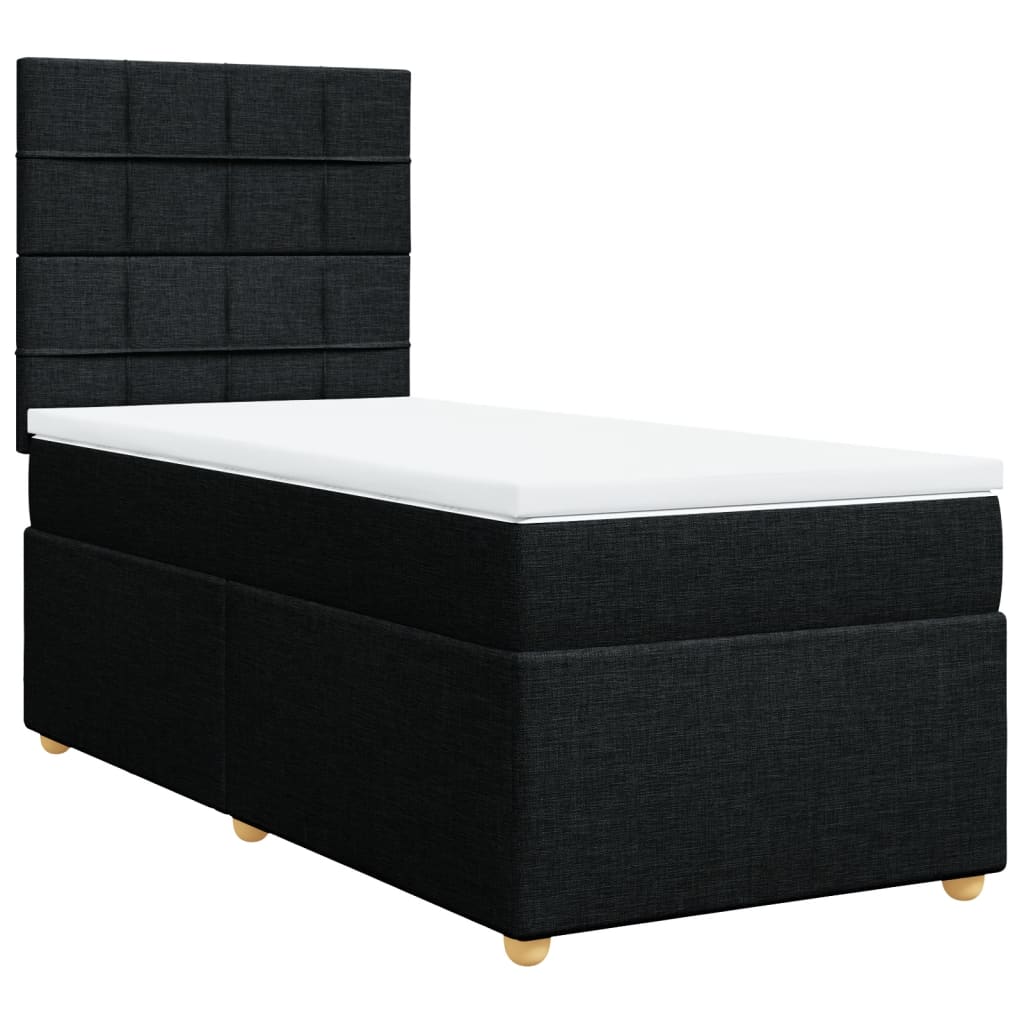Giroletto a Molle con Materasso Nero 90x200 cm in Tessuto