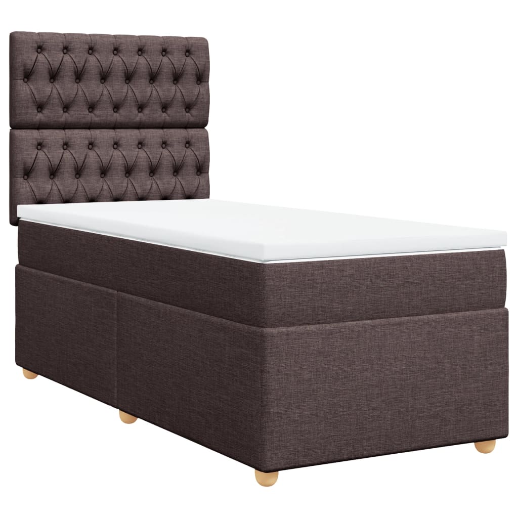 Giroletto a Molle con Materasso Marrone Scuro 90x200 cm Tessuto | homemem39
