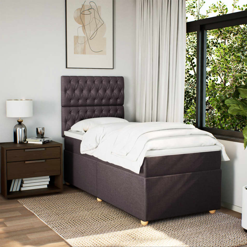 Giroletto a Molle con Materasso Marrone Scuro 90x200 cm Tessuto | homemem39