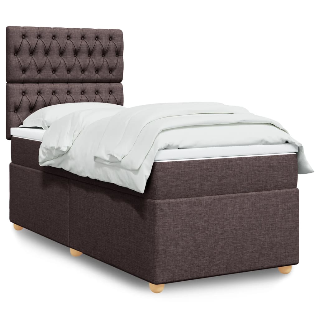 Giroletto a Molle con Materasso Marrone Scuro 90x200 cm Tessuto | homemem39