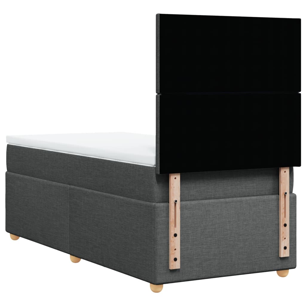Giroletto a Molle con Materasso Grigio Scuro 100x200 cm Tessuto