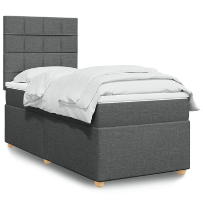 Giroletto a Molle con Materasso Grigio Scuro 100x200 cm Tessuto