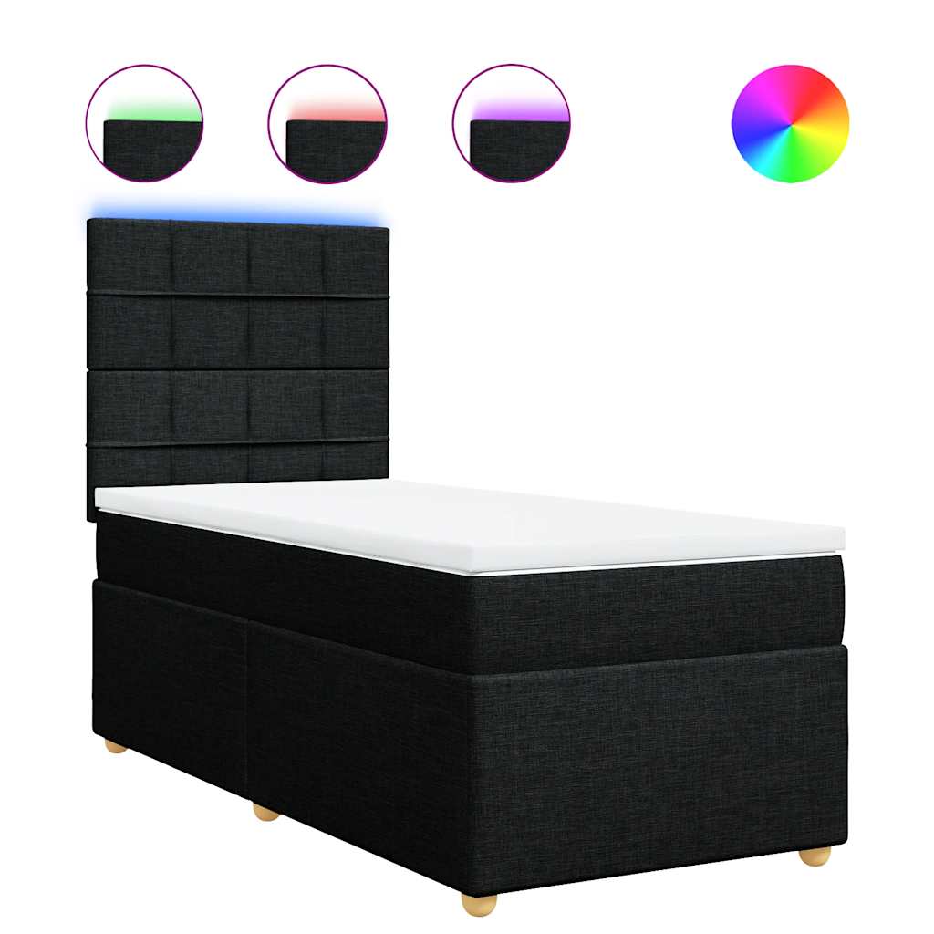 Giroletto a Molle con Materasso Nero 100x200 cm in Tessuto