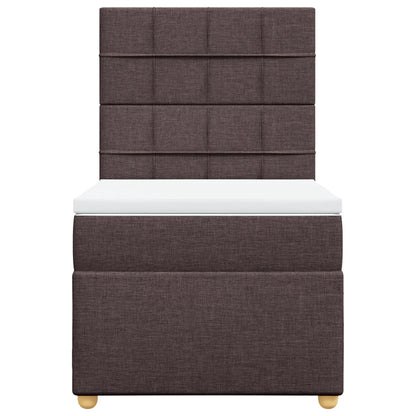 Giroletto a Molle con Materasso Marrone Scuro 100x200cm Tessuto