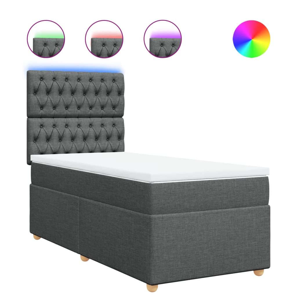 Giroletto a Molle con Materasso Grigio Scuro 100x200 cm Tessuto