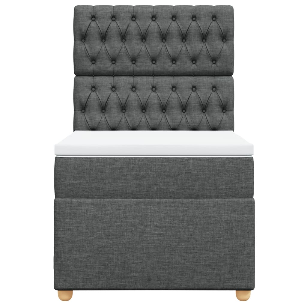 Giroletto a Molle con Materasso Grigio Scuro 100x200 cm Tessuto