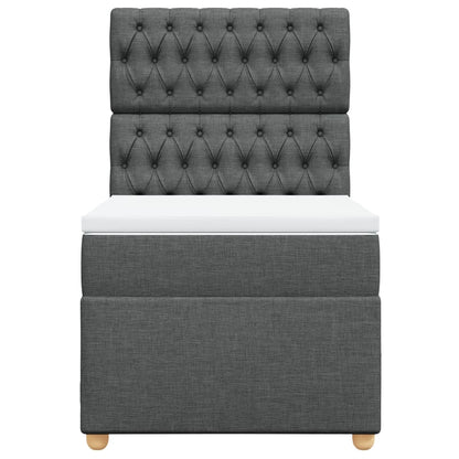 Giroletto a Molle con Materasso Grigio Scuro 100x200 cm Tessuto