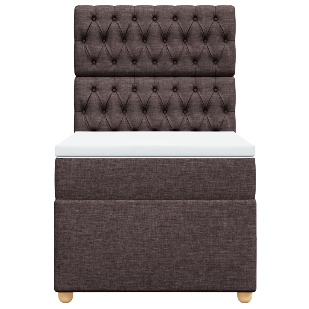 Giroletto a Molle con Materasso Marrone Scuro 100x200cm Tessuto