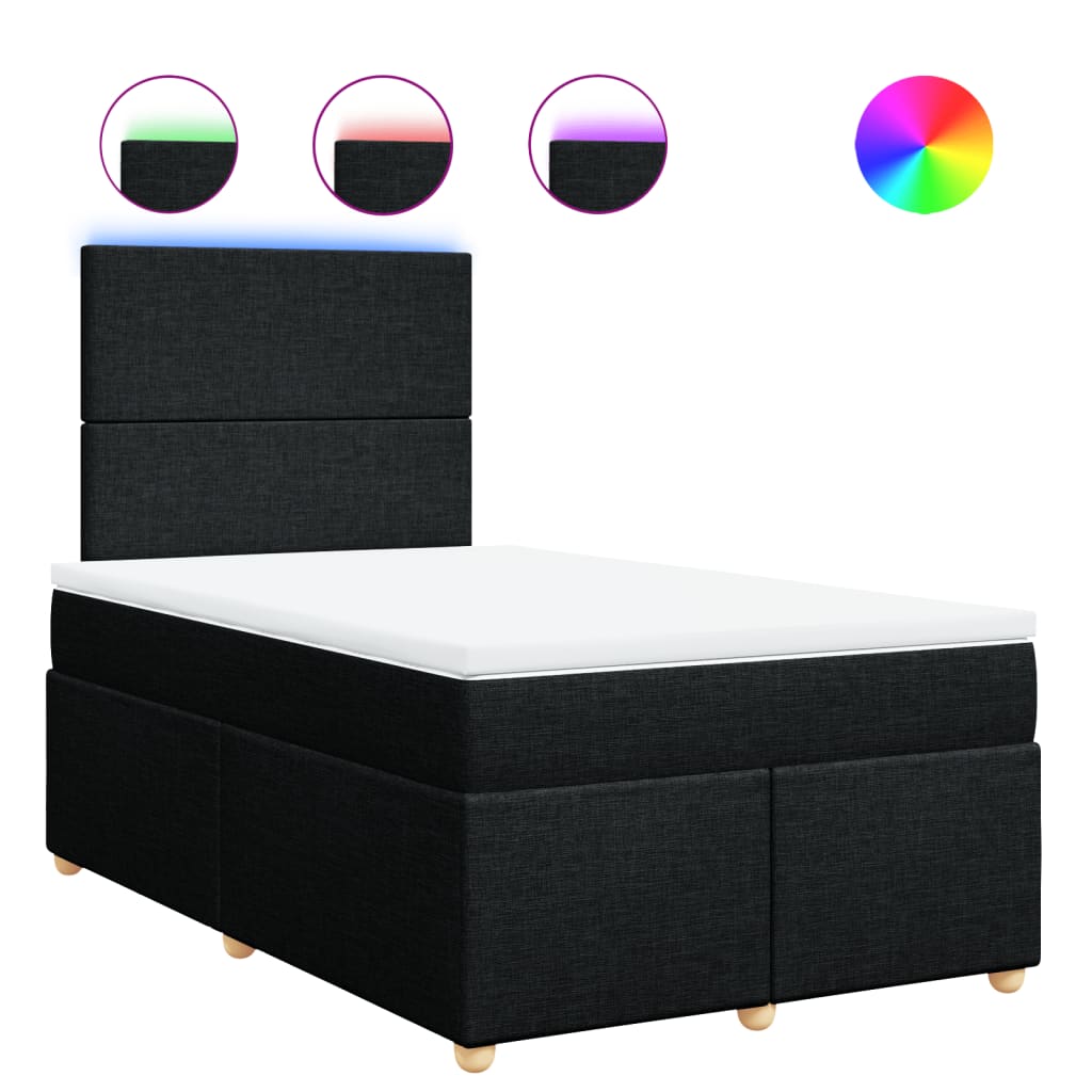 Giroletto a Molle con Materasso Nero 120x190 cm in Tessuto - homemem39