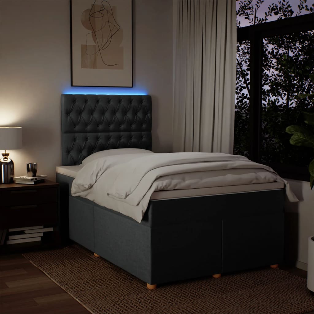 Giroletto a Molle con Materasso Grigio Scuro 120x190cm Tessuto