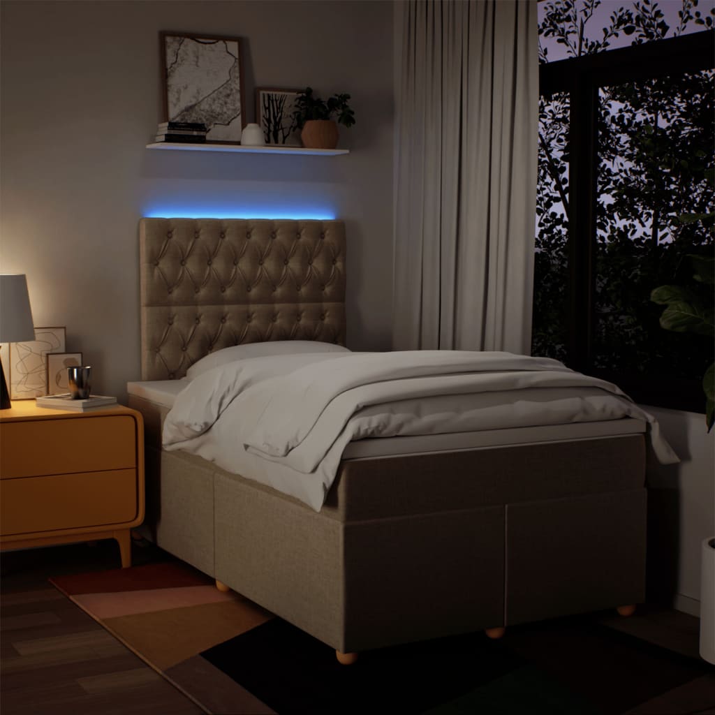 Giroletto a Molle con Materasso Crema 120x190 cm in Tessuto
