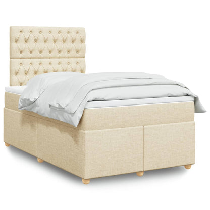 Giroletto a Molle con Materasso Crema 120x190 cm in Tessuto