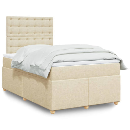 Giroletto a Molle con Materasso Crema 120x190 cm in Tessuto