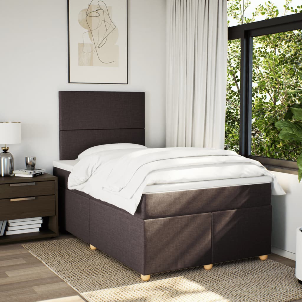 Giroletto a Molle con Materasso Marrone Scuro 120x200cm Tessuto | homemem39