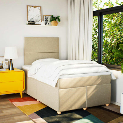 Giroletto a Molle con Materasso Crema 120x200 cm in Tessuto - homemem39