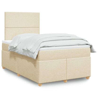 Giroletto a Molle con Materasso Crema 120x200 cm in Tessuto