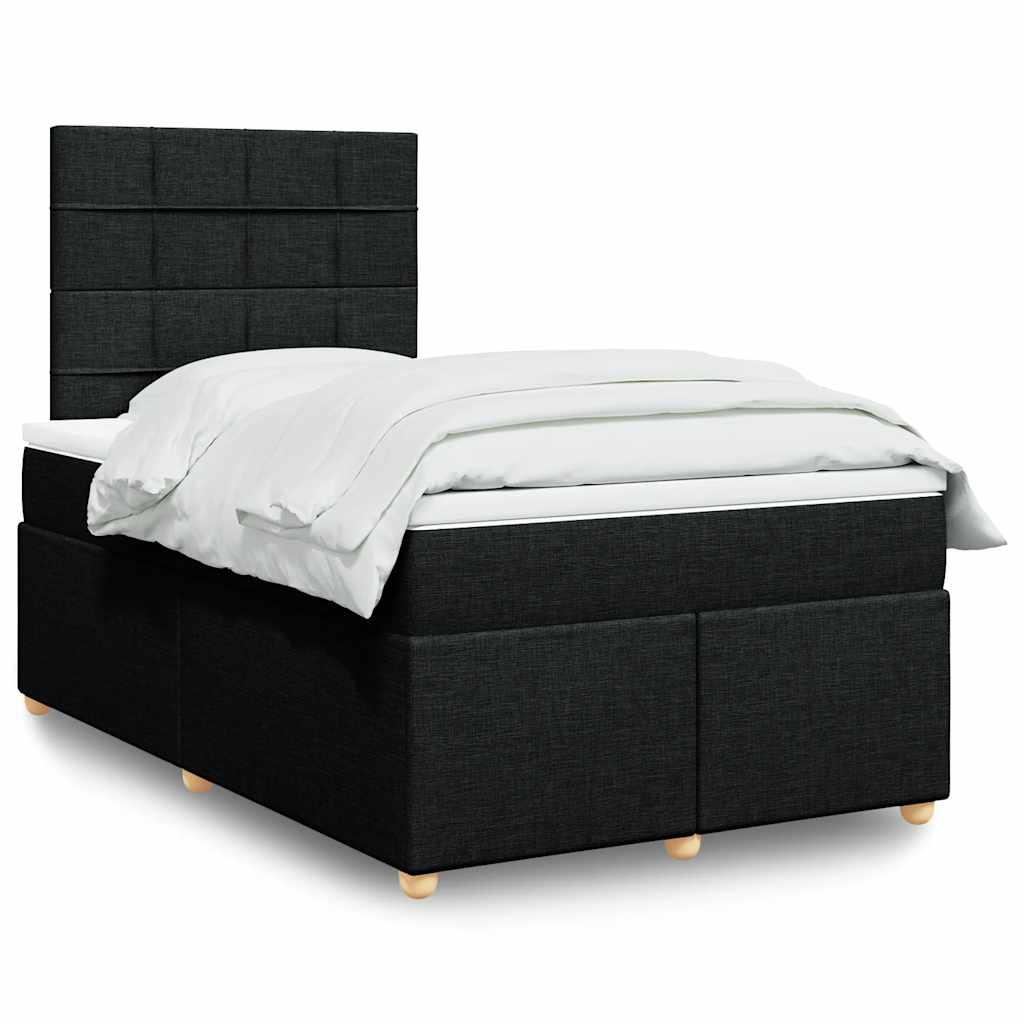Giroletto a Molle con Materasso Nero 120x200 cm in Tessuto