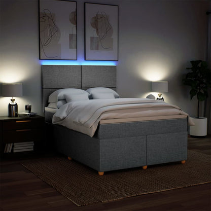 Giroletto a Molle con Materasso Grigio Chiaro 140x190cm Tessuto