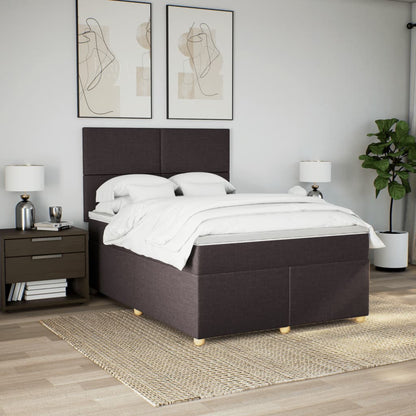 Giroletto a Molle con Materasso Marrone Scuro 140x190cm Tessuto | homemem39