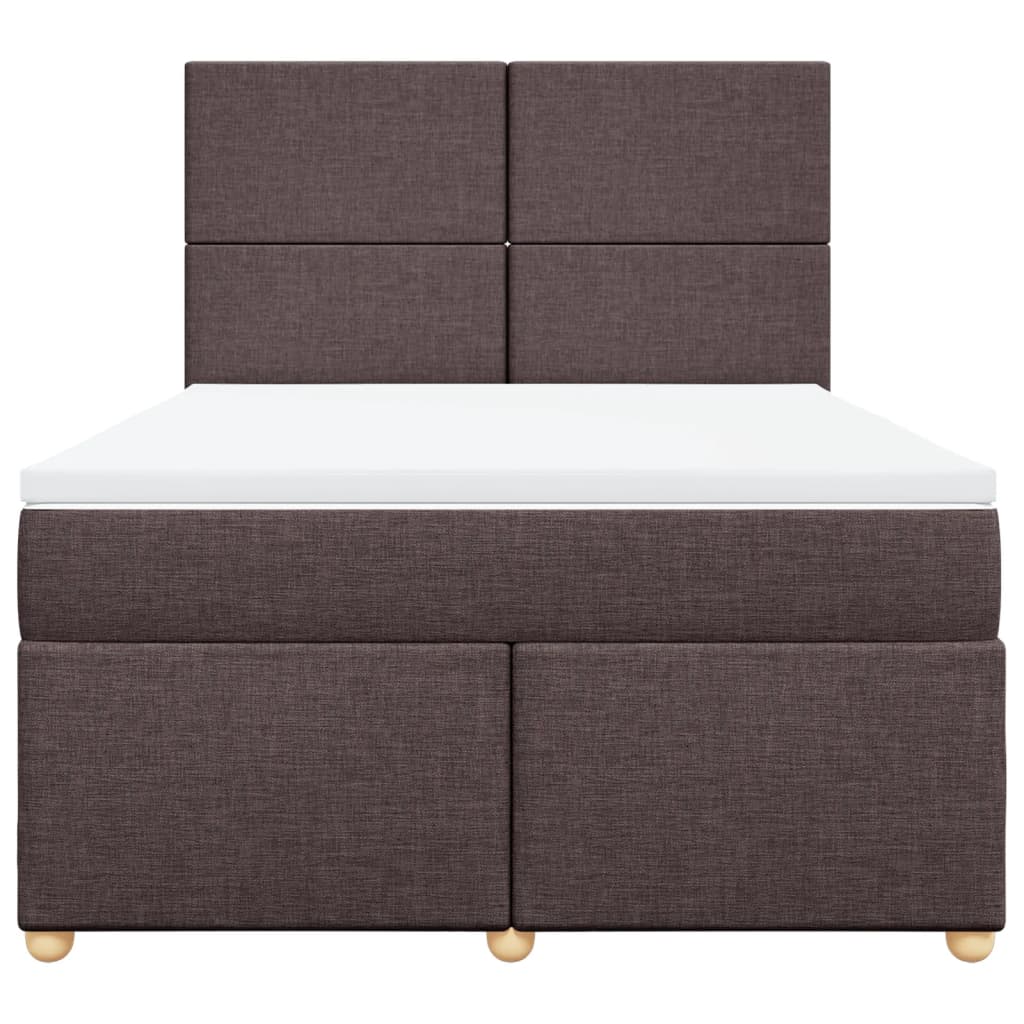 Giroletto a Molle con Materasso Marrone Scuro 140x190cm Tessuto