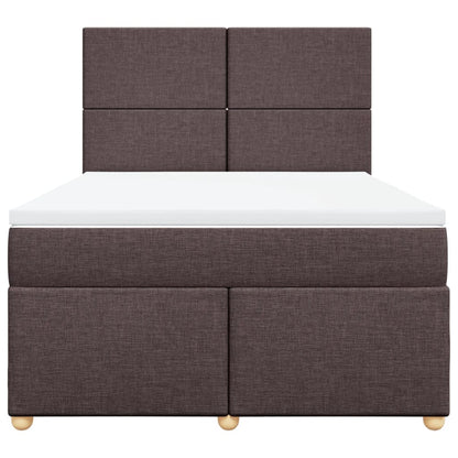 Giroletto a Molle con Materasso Marrone Scuro 140x190cm Tessuto
