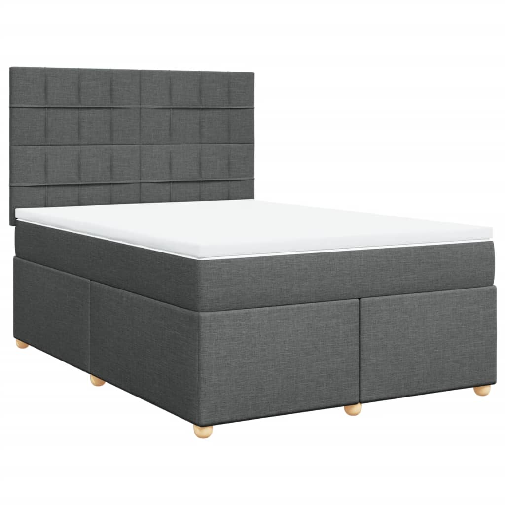 Giroletto a Molle con Materasso Grigio Scuro 140x190 cm Tessuto
