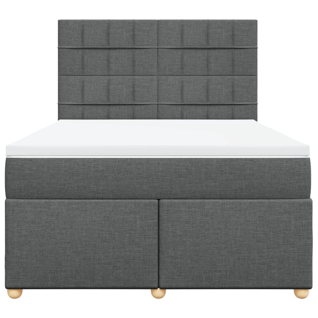 Giroletto a Molle con Materasso Grigio Scuro 140x190 cm Tessuto