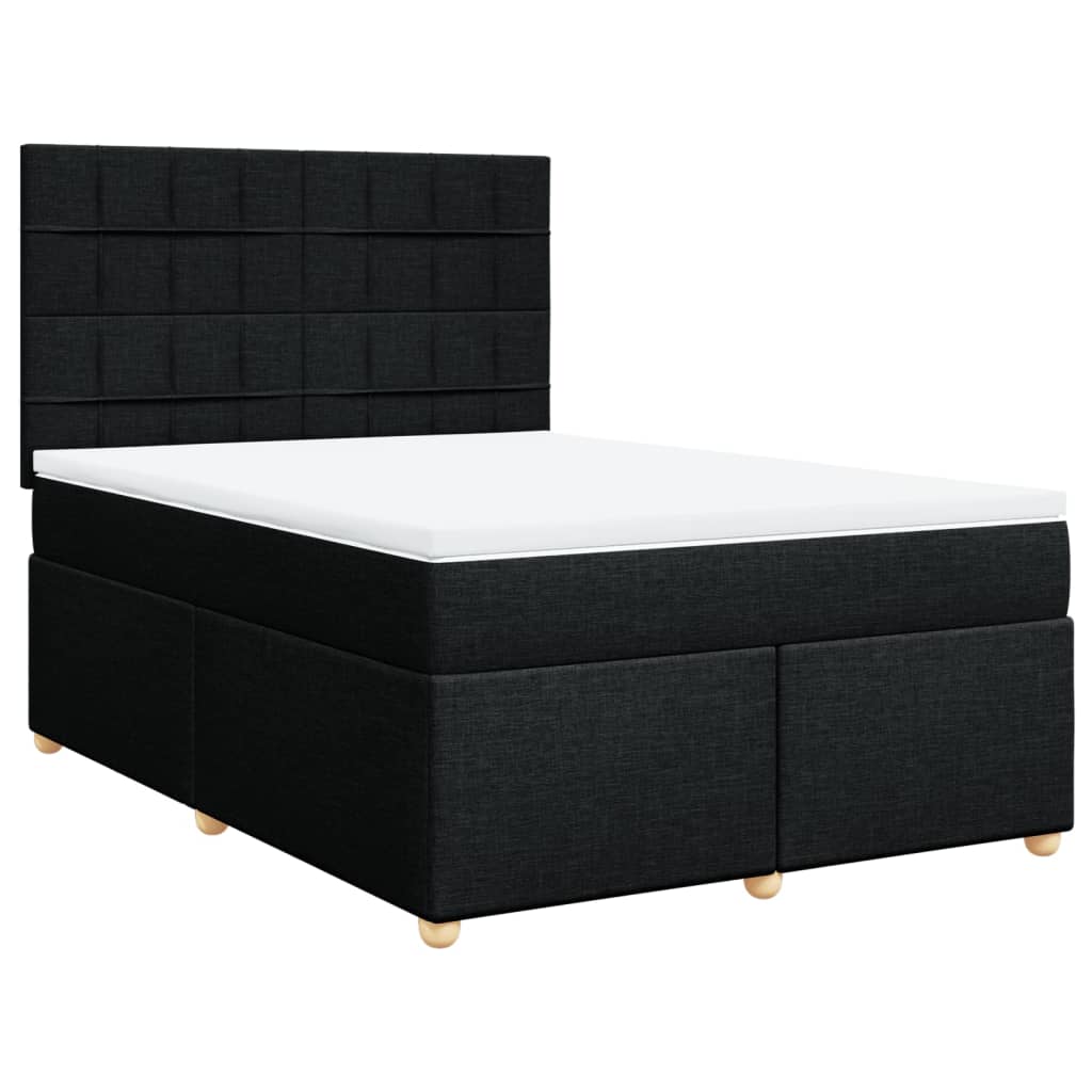 Giroletto a Molle con Materasso Nero 140x190 cm in Tessuto