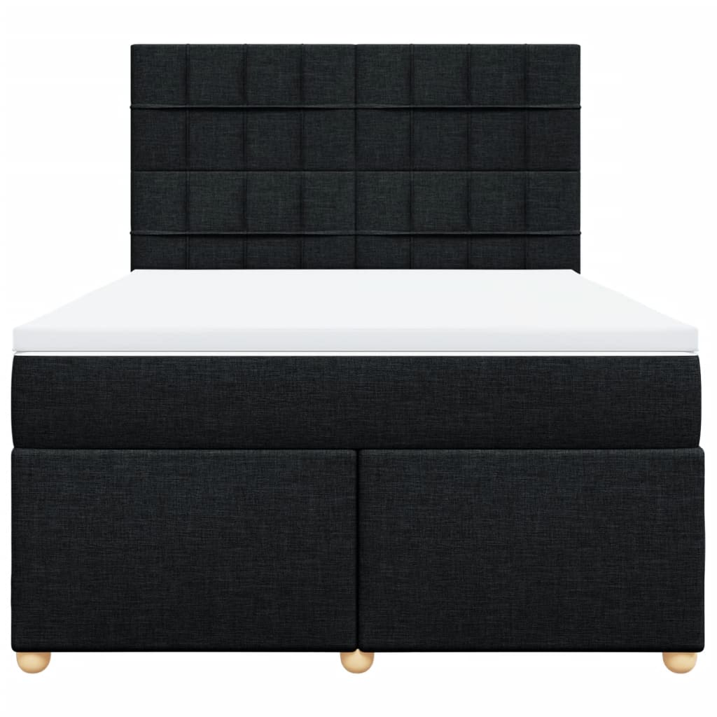 Giroletto a Molle con Materasso Nero 140x190 cm in Tessuto