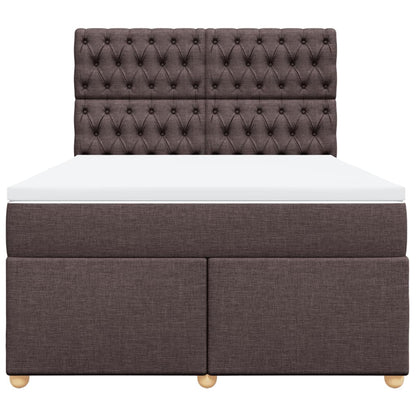 Giroletto a Molle con Materasso Marrone Scuro 140x190cm Tessuto