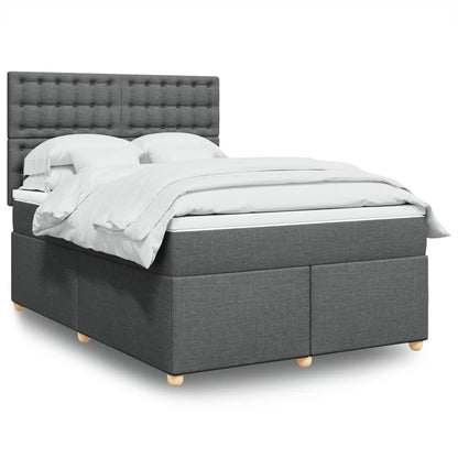 Giroletto a Molle con Materasso Grigio Scuro 140x190 cm Tessuto