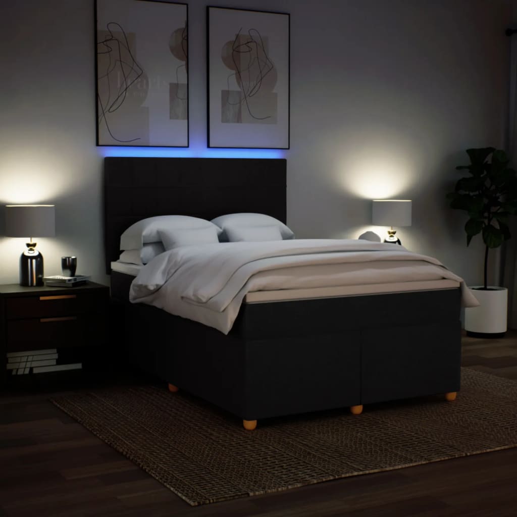 Giroletto a Molle con Materasso Nero 140x200 cm in Tessuto