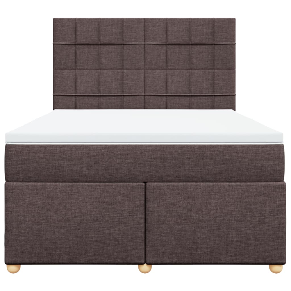 Giroletto a Molle con Materasso Marrone Scuro 140x200cm Tessuto