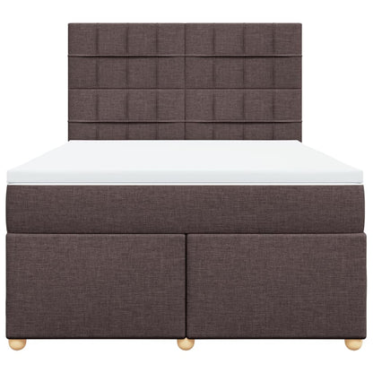 Giroletto a Molle con Materasso Marrone Scuro 140x200cm Tessuto