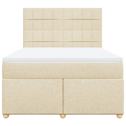 Giroletto a Molle con Materasso Crema 140x200 cm in Tessuto