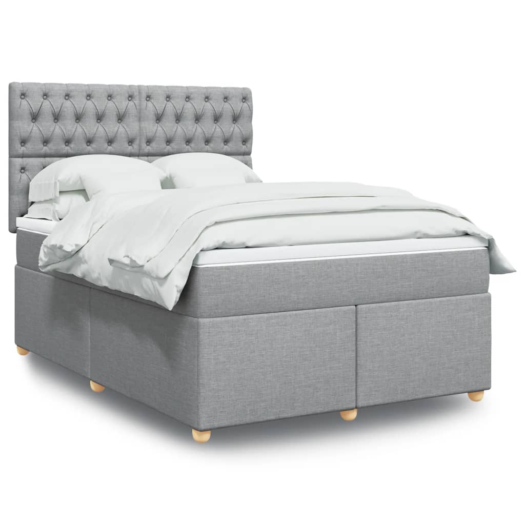 Giroletto a Molle con Materasso Grigio Chiaro 140x200cm Tessuto