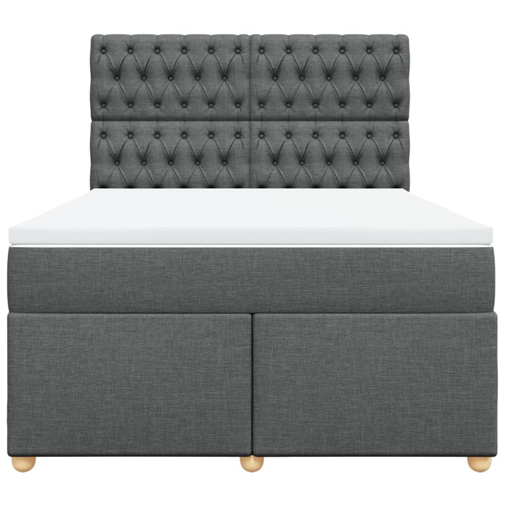 Giroletto a Molle con Materasso Grigio Scuro 140x200cm Tessuto